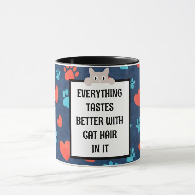 Tasse à café avec poils de chat - Cadeau personnal (Centre)