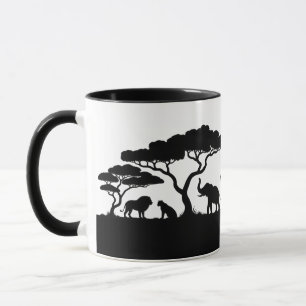 Tasse à café avec silhouette de faune de safari af