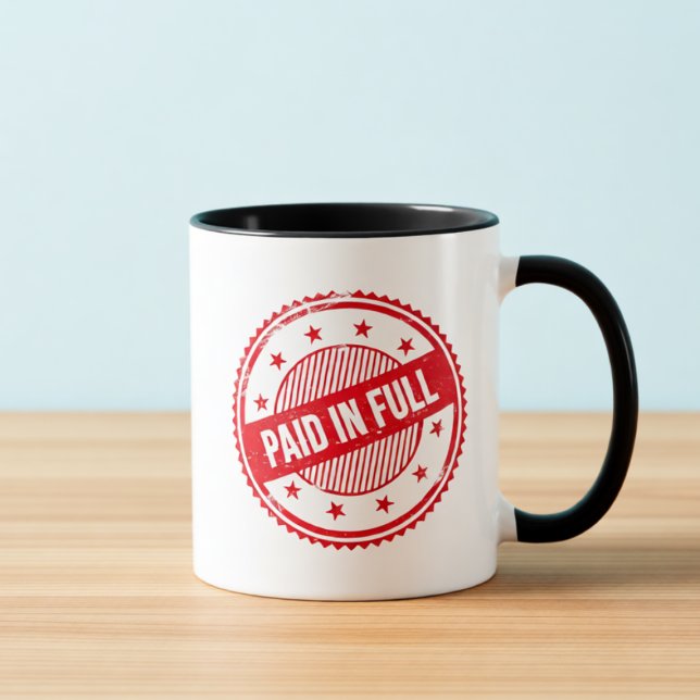 Tasse à café avec tampon « Payé » en détresse (Créateur téléchargé)