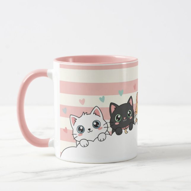 Tasse à café avec un chat de dessin animé adorable (Gauche)