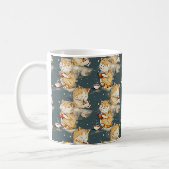 Tasse à café avec un chat tigré orange mignon (Gauche)