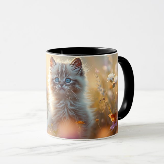 Tasse à café avec un mignon petit chaton dans les  (Devant droit)