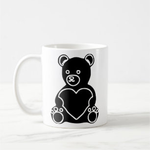 Tasse à café avec un ours mignon et un cœur d'amou
