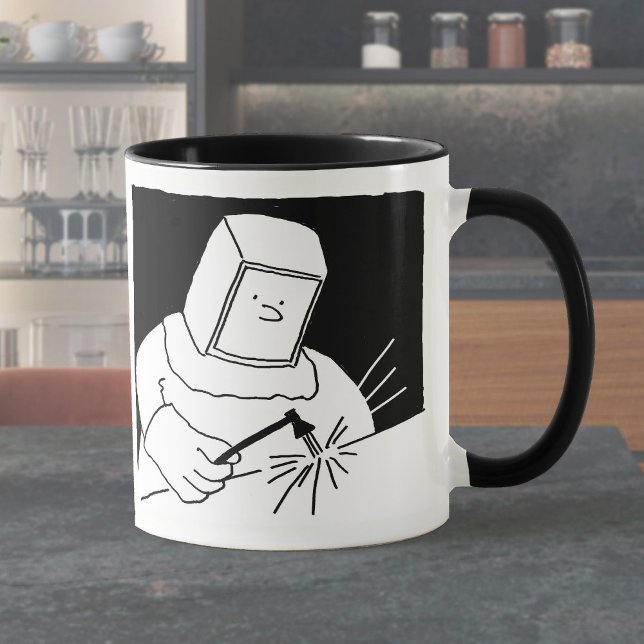 Tasse à café avec un travailleur de l'acier soudeu (Créateur téléchargé)