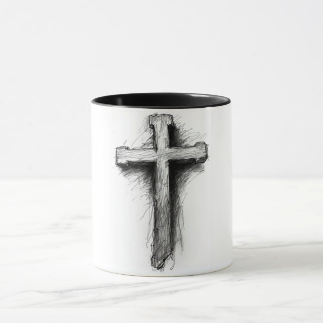 Tasse à café avec une grande croix chrétienne grap (Centre)