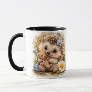 Tasse à café Bébé Hérisson Mignon avec Ours en Pel