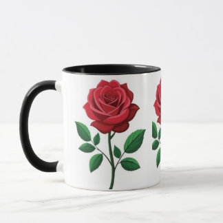 Tasse à café bicolore à motif botanique de rose ro