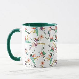 Tasse à café bicolore à motif floral automnal esth