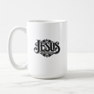 Tasse à café blanche avec le nom de Jésus