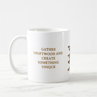TASSE À CAFE BLANCHE AVEC THÈME BOIS FLOTTÉ