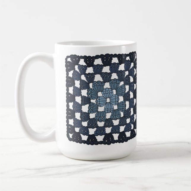 Tasse à café Bleu Crochet Carré de Grand-mère (Gauche)