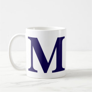 Tasse à café bleu moderne avec monogramme initial 