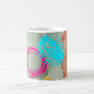 Tasse à café bleu rose aquarelle abstraite moderne
