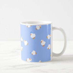 Tasse à café bleue avec canards mignons illustrés 