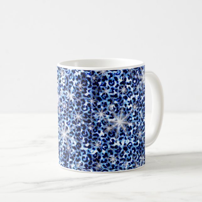 Tasse à café Blue Cheetah Sparkles (Devant droit)
