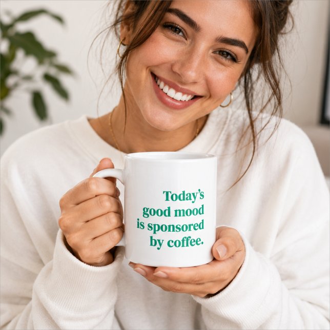 Tasse à café | Bonne humeur parrainée par la citat (Funny coffee mug with good mood quote for caffeine lovers, coworkers, teachers, and friends)