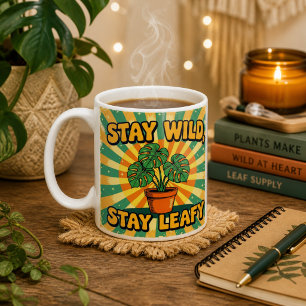 Tasse à café botanique mignonne et sauvage feuillu