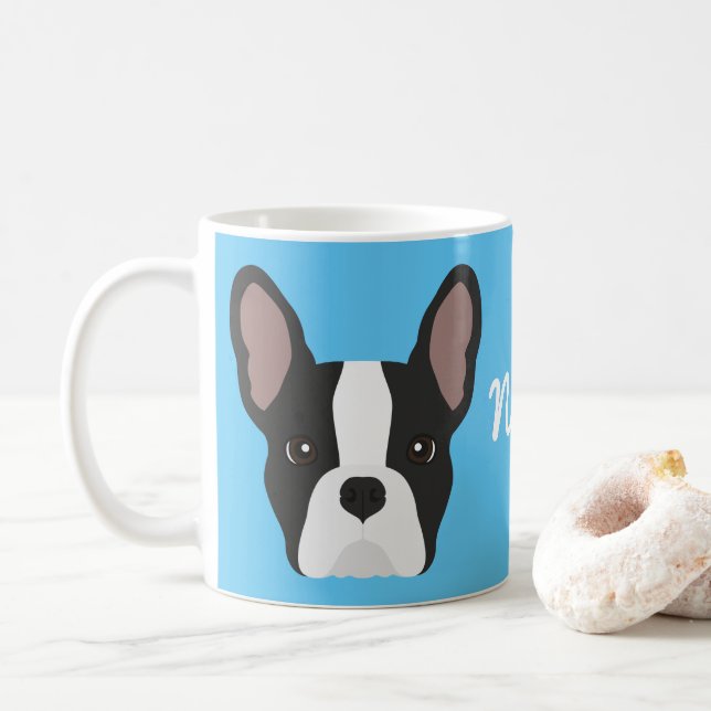 Tasse à café Bouledogue français noir et blanc (Avec donut)