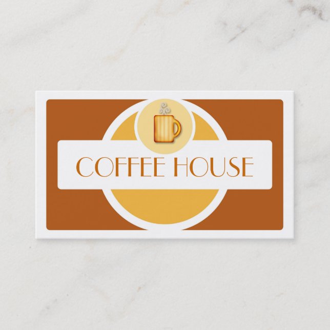 Tasse à café brun jaune simple carte de visite (Devant)