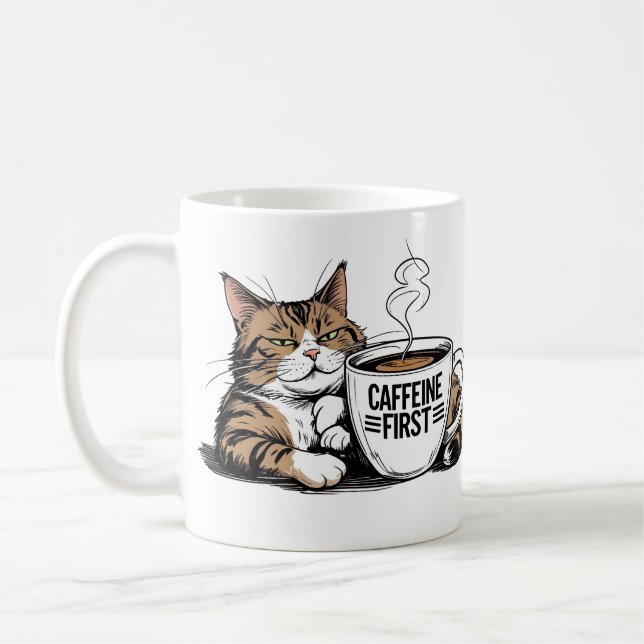 Tasse à café « Caféine d'abord » pour les amateurs (Gauche)