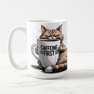 Tasse à café Caffeine First pour amateurs de chats