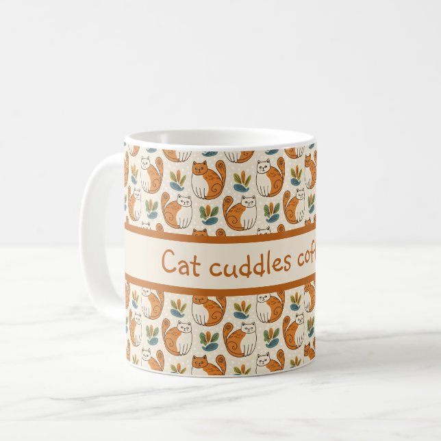Tasse à café Câlins de chat Style d'art naïf (Devant gauche)