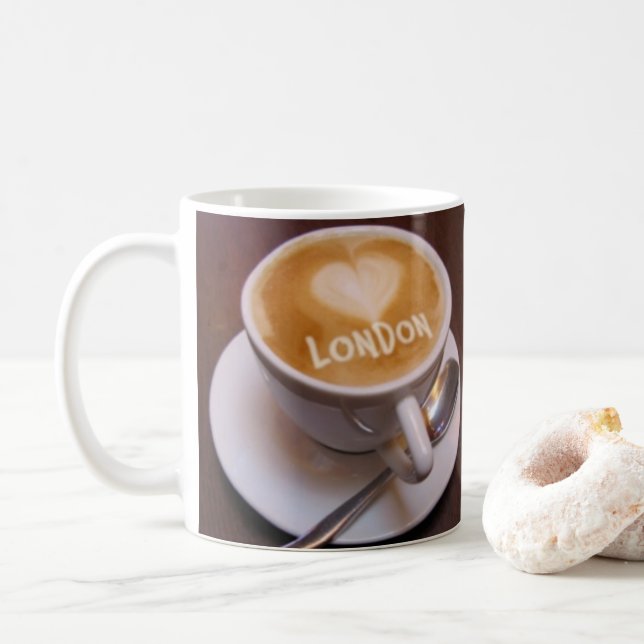 Tasse à café Cappuccino Cœur Amour Londres (Avec donut)