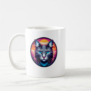 Tasse à café Chat au Lever de Soleil aux Yeux Bleu