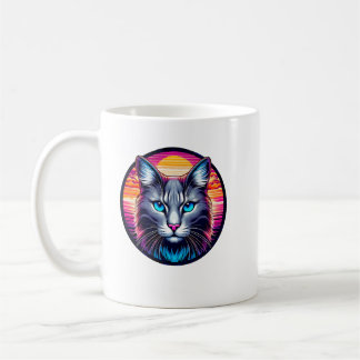 Tasse à café Chat au Lever de Soleil aux Yeux Bleu