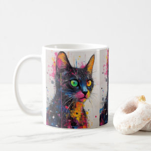 Tasse à café Chat Color Splash – Cadeau vibrant po