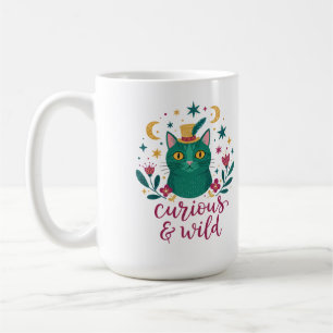 Tasse à café Chat Curieux et Sauvage Art Origina