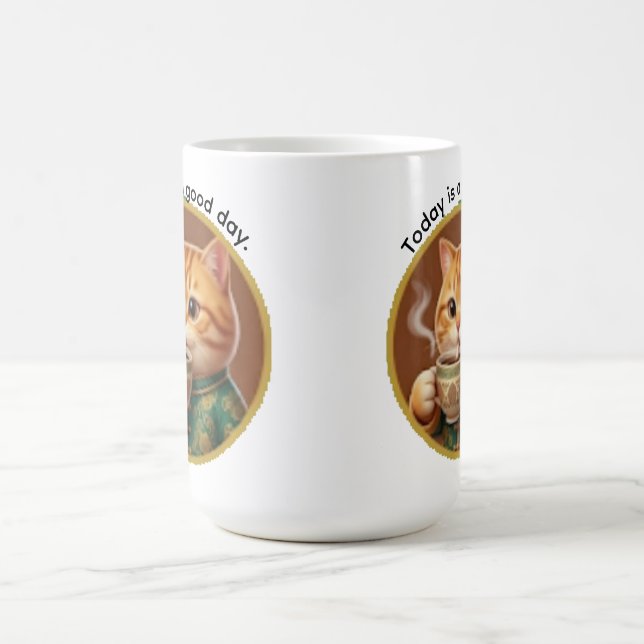 Tasse à café Chat Orange Mignon Aujourd'hui est un (Centre)