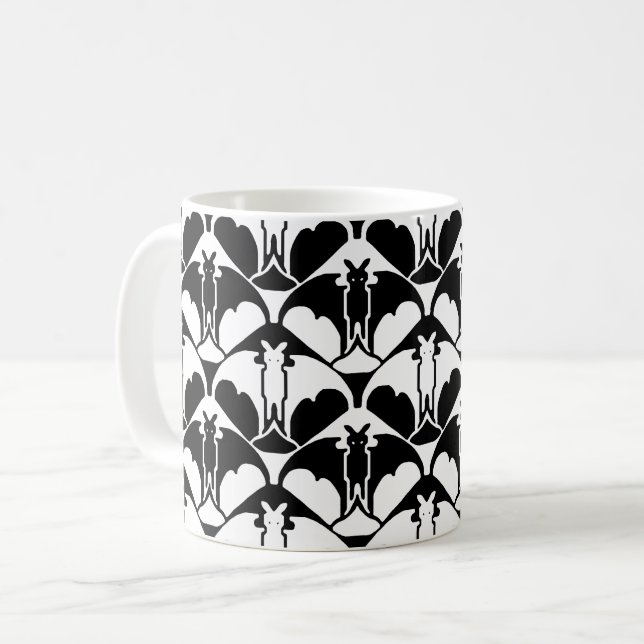 Tasse à café chauve-souris noir et blanc (Devant gauche)