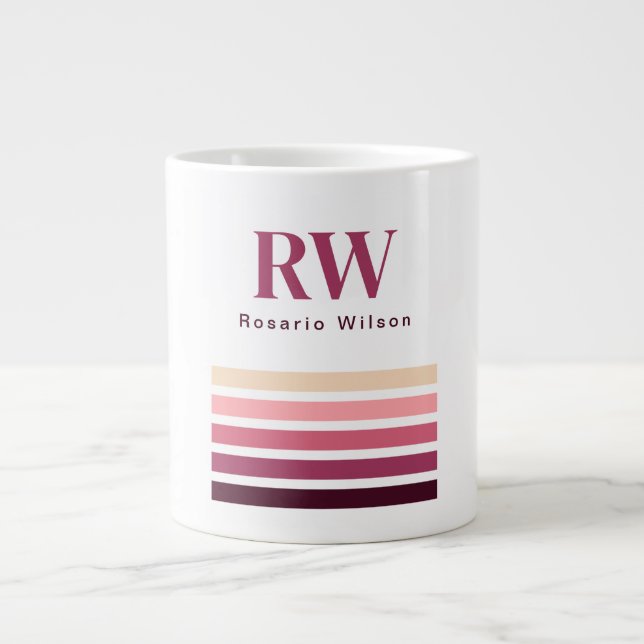 Tasse à café Chic Rétro Rayures Monogramme (Devant)
