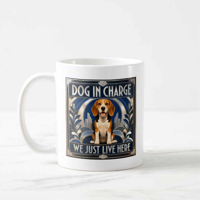 Tasse à café Chien Beagle Drôle Dirige la Maison - (Gauche)