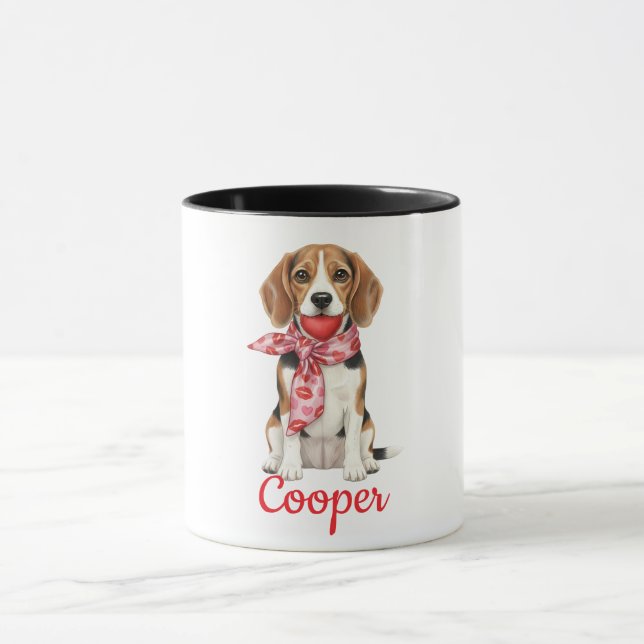 Tasse à café chien Beagle joyeuse Saint-Valentin 2 (Centre)