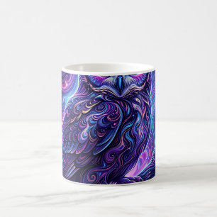 Tasse à café Chouette abstraite violet cosmique