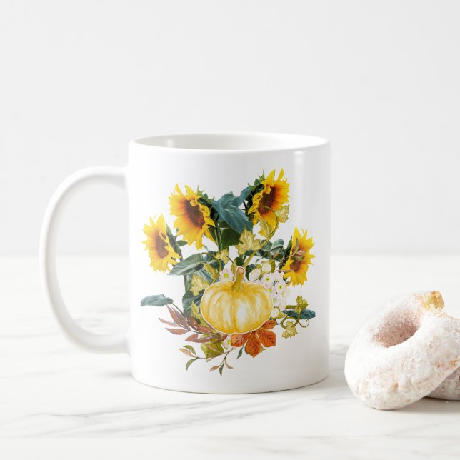 Tasse à café Citrouille et tournesols de la récolt (Avec donut)