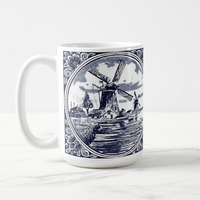 Tasse à café classique avec moulin à vent bleu de  (Gauche)