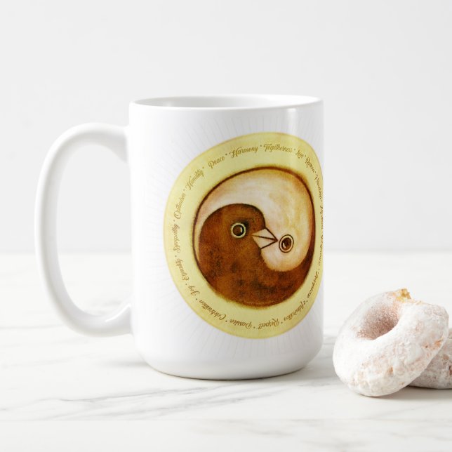 Tasse à café classique Yin Yang douves de paix en  (Avec donut)