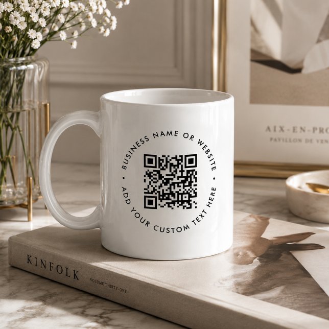 Tasse à café Code QR | Cadeau de tasse de site Web (Custom QR code coffee mug for business websites, booking links, shops, and client desks.)