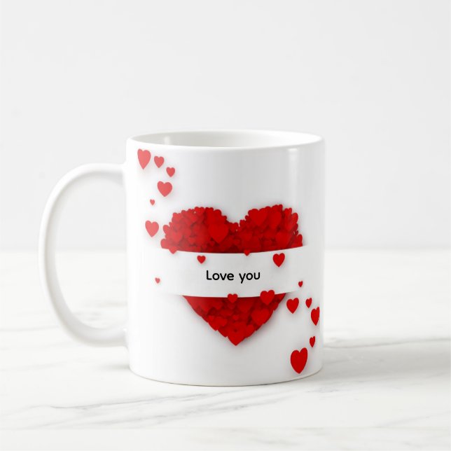 Tasse à café Cœur d'amour romantique (Gauche)
