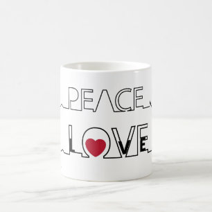 Tasse à café Cœur Rouge Paix et Amour Mug