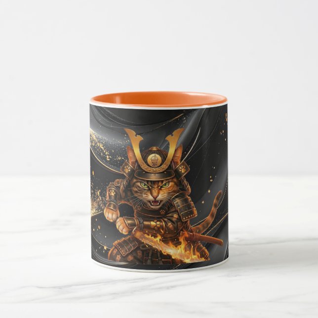 Tasse à café Combo Guerrier Chat Orange Samouraï (Centre)