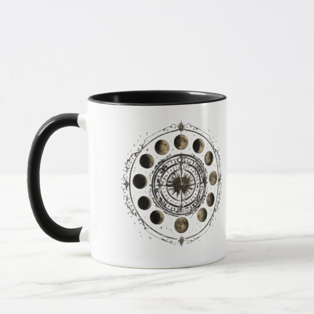 Tasse à café compas des phases lunaires vintage (Gauche)