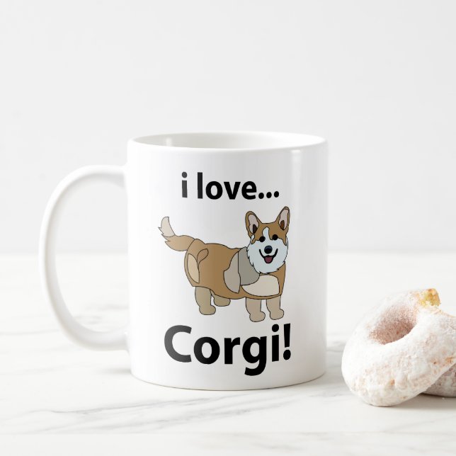 Tasse à café Corgi j'adore les Corgi (Avec donut)