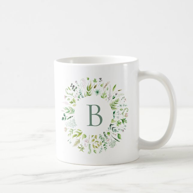 Tasse à café couronne de feuilles vertes (Droite)