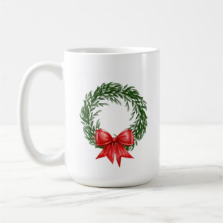 Tasse à café Couronne de Noël avec Nœud Rouge