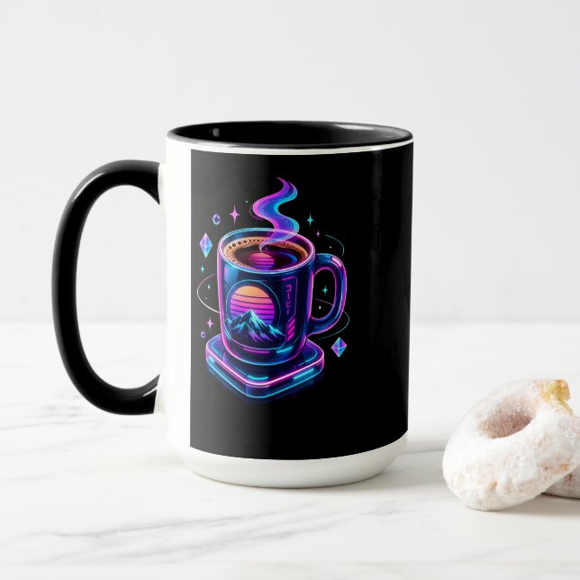 Tasse à café Cyberpunk Neon (Avec donut)