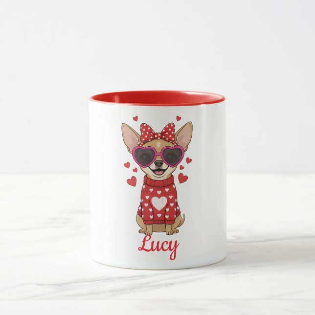 Tasse à café de chien Chihuahua Saint-Valentin 202 (Centre)
